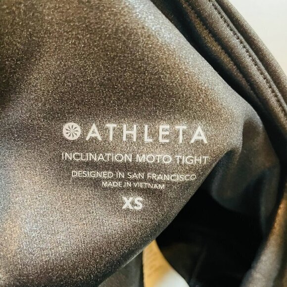 Athleta Inclination Moto Tight Legging Shimmer Metallic High Rise Phone Pockets - Picture 9 of 14